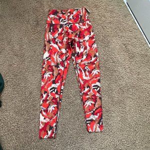 Aerie Red Patterned Leggings